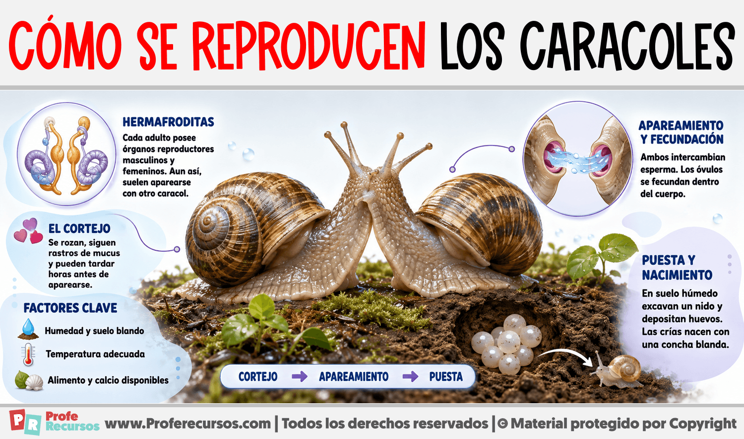Infografia sobre Cómo se reproducen los Caracoles