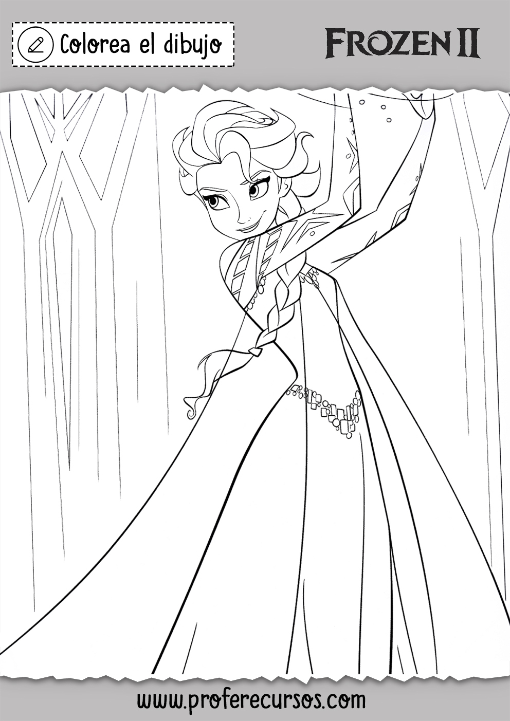 dibujo elsa para pintar