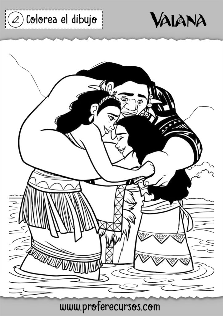 Dibujo vaiana familia para colorear