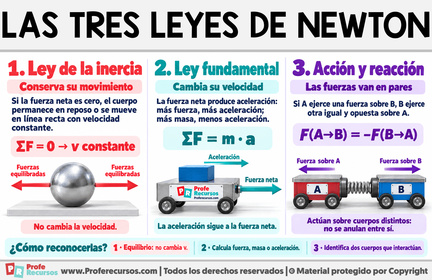 Diferencia entre las tres leyes de Newton Infografia sobre Diferencia entre las tres leyes de Newton