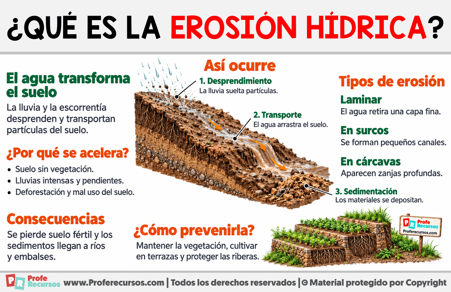 ¿Qué es la erosión hídrica? Infografia sobre ¿Qué es la erosión hídrica?