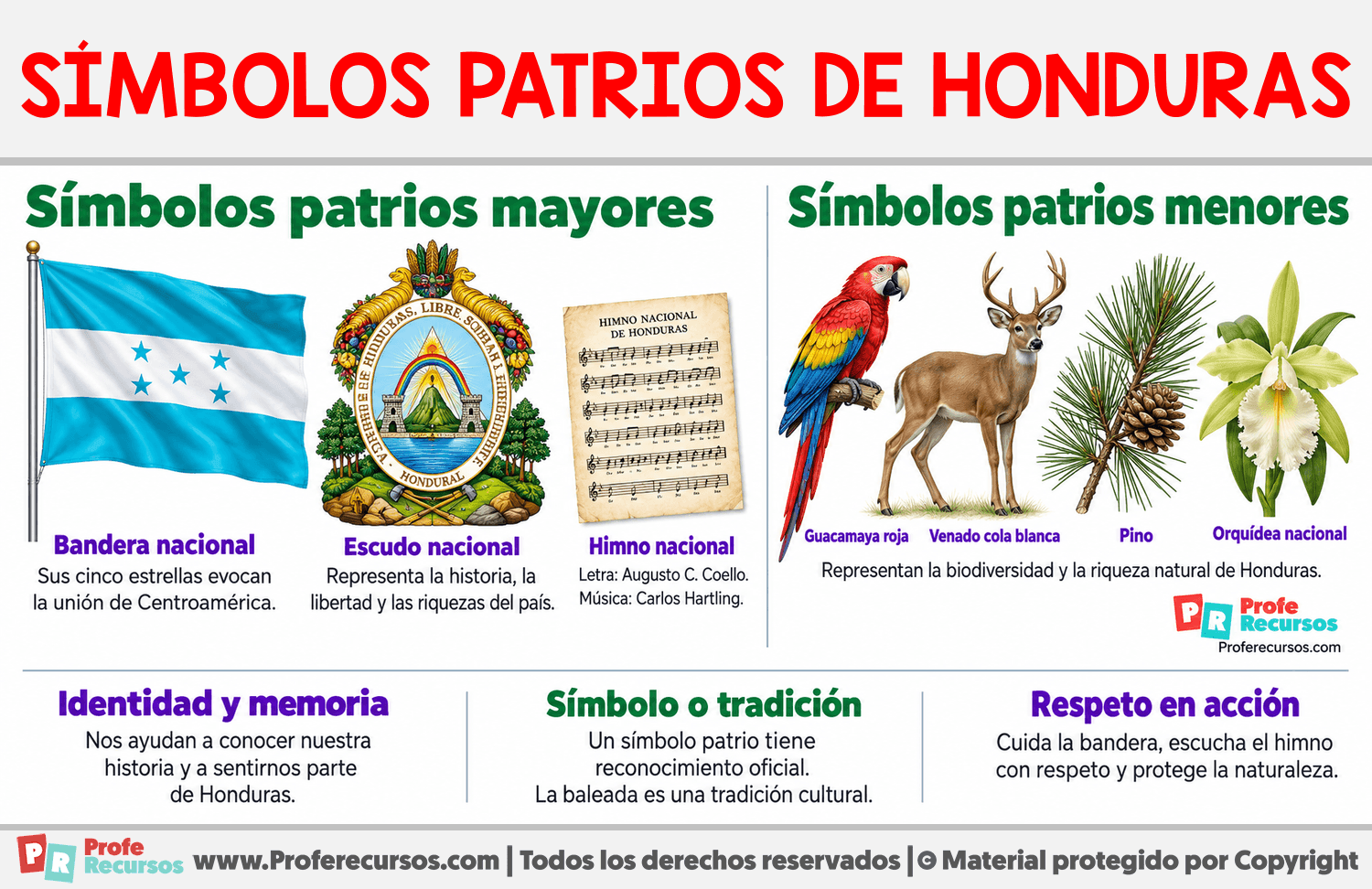 Símbolos patrios de Honduras Infografia sobre Símbolos patrios de Honduras