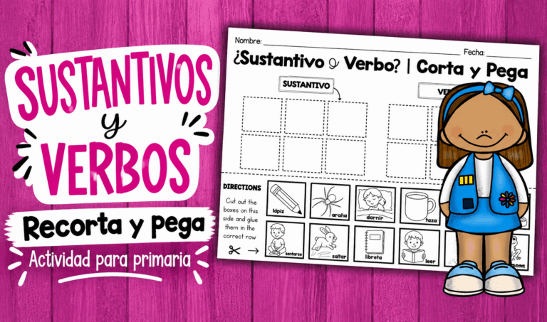 Sustantivos y Verbos | Actividad de recortar y pegar para primaria