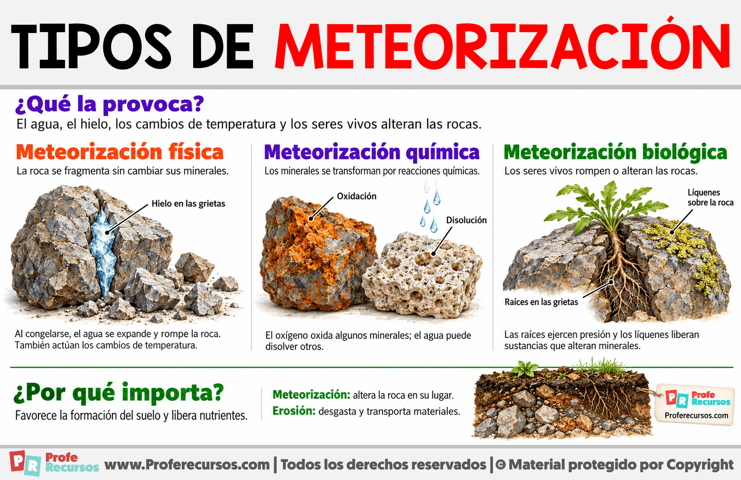 Tipos de meteorización Infografia sobre Tipos de meteorización